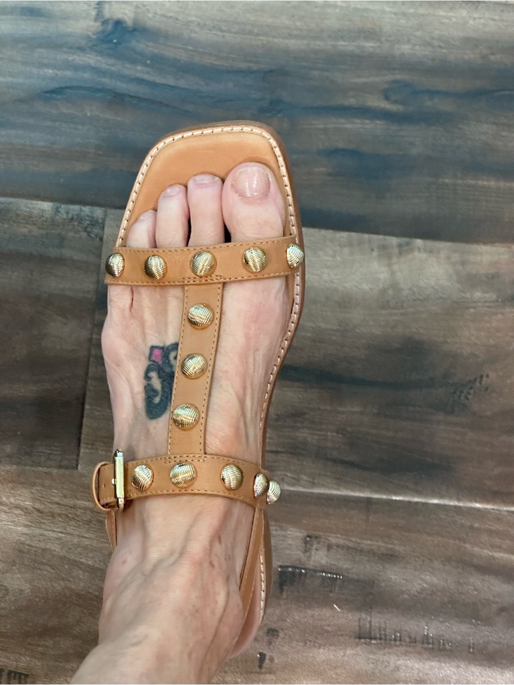 Bared Footwear Rosefinch leather sandle with gold studs. - Picture 6 of 8